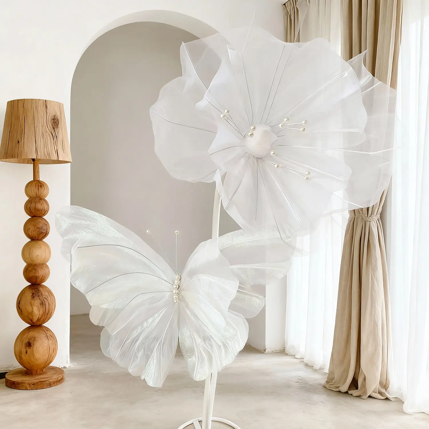 2 Piece Artificial Butterfly Mesh Flower Set, Lifelike Artificial Flower, Wedding Background Decor, Outdoor Garden Courtyard Decoration, Home Stage Photography Props, Decorative Faux Flower, Floral Decoration, Decorative Artificial Flowers