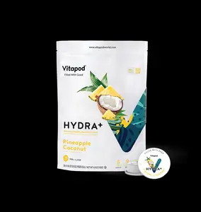 Vitapod Hydra+ Pineapple Coconut Water Enhancer Pods Bundle – Sugar-Free Hydration with Vitamins & Electrolytes, 30 Pods + Bottle