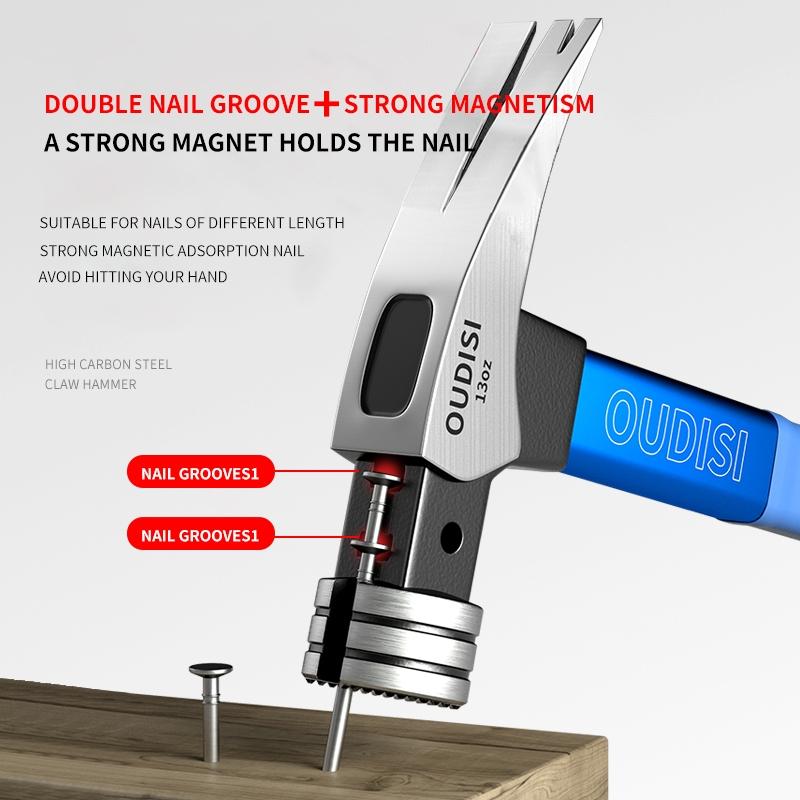 1 Multi-Function Heavy-Duty Claw Hammer Double-Sided Claw Hammer Woodworking Nail Puller Non-Slip Grip Durable and Sturdy Ideal for Woodworking, Construction, Auto Repair, Camping, Emergency Escape Industrial and Household Use Clawhammer