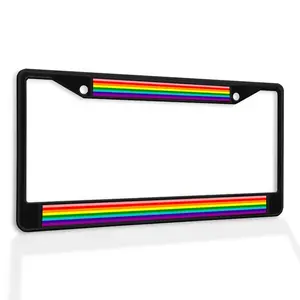 Metal License Plate Frame Vinyl Insert Rainbow Weatherproof Car Accessories