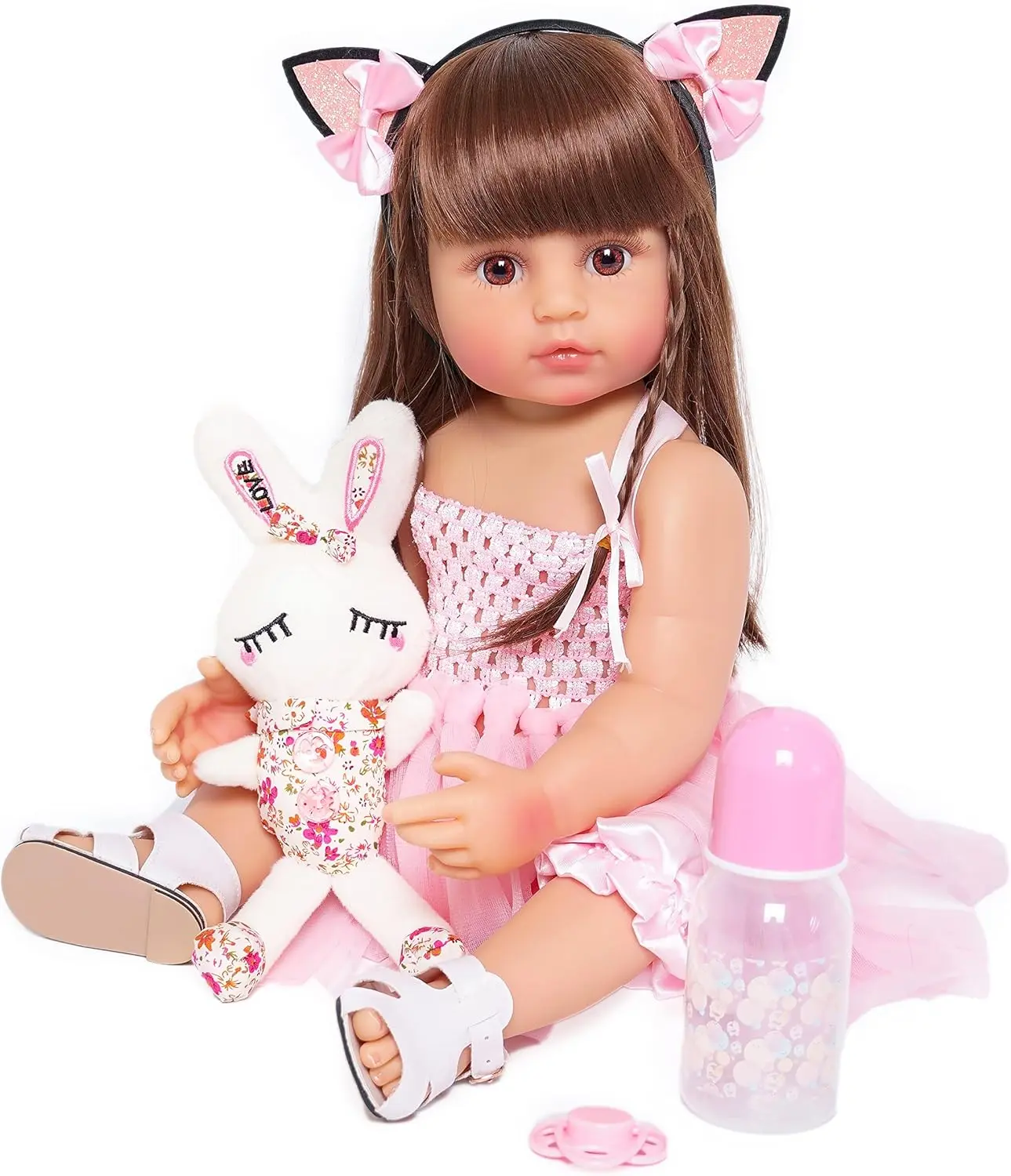 Reborn Toddler Baby Dolls Full Vinyl Body 20 Inch Lifelike Reborn Baby Doll with Hair Anatomically Correct Realistic Newborn Toddler Girl Dolls