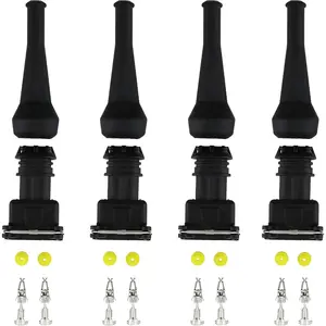 4pcs Fuel Injector Connector EV1 Waterproof 2 way Injector Wiring Connectors Plug Harness Kit Suit Compatible with Car