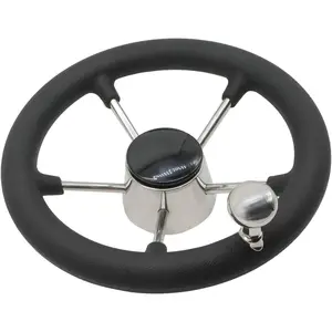 11" Universal 5 Spoke Stainless Marine Boat Steering Wheel with Knob