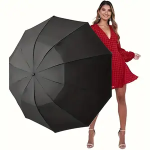 Travel Compact Umbrella Windproof -Portable Umbrellas for Rain, Inverted Folding Umbrella for Men and Women,Big umbrella, manually opened with ten bones, , sun and UV protection - heavy-duty windproof golf/business travel car folding large adult umbrella
