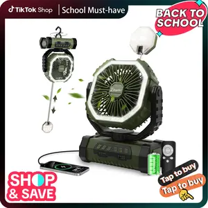 【TikTokShopBacktoSchool】Oscillating Fan with 360° Rotation Hanging Hook，Camping Fan Battery Powered Fan with LED Lantern Light 20000mAh Rechargeable Portable Fan ,USB Desk Fan for  Tents, Bedroom, Office，Perfect Gift for Men and Women
