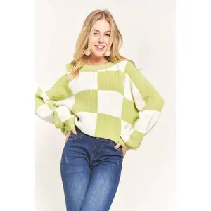 LIME COLORBLOCK SWEATER