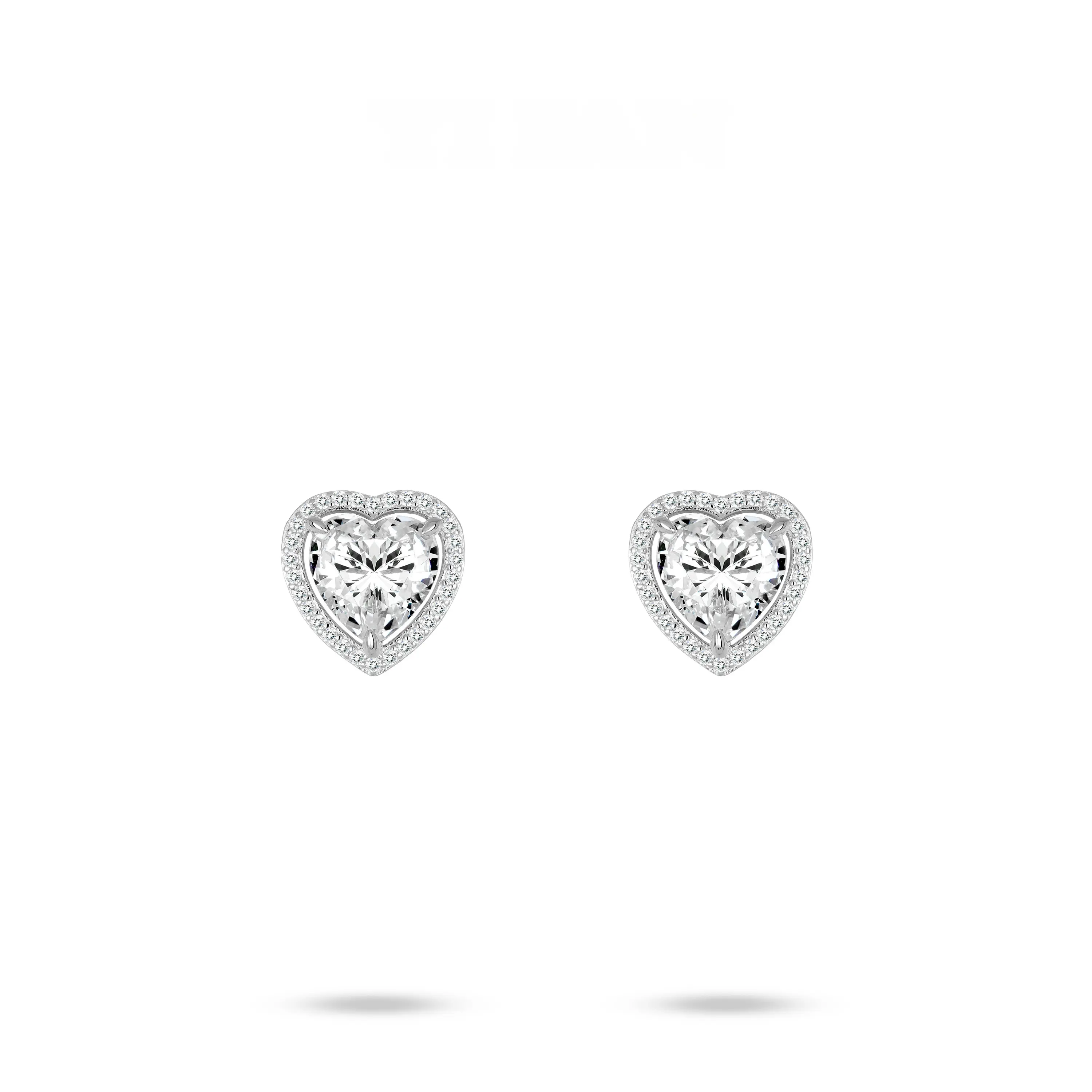 VAMERAY #2353 4 Carat In Each Heart Round Brilliant Pave Halo Stud Earrings