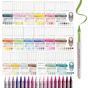 Acrylic Paint Markers Pens, Soft Brush Tip Markers with Fast Drying & No-Bleed Ink, Acrylic Paint Pens for Rock, Wood, Egg, Ceramic, Fabric Painting, Art Supplies, Artistic Tools and DIY Crafts