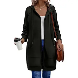 Women's Zip Up Hoodies Long Sleeve Long Tunic Sweatshirts Oversized Fleece Casual 2025 Fall Jacket Coat with Pocket Fashion Outerwear