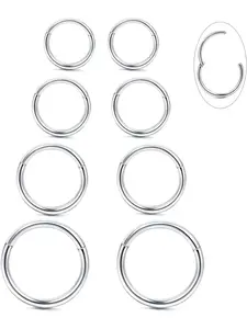 8Pcs G23 Titanium Hinged Clicker Segment Nose Rings Hoop Septum Nose Lip Ring Hoop for Women Men Helix Cartilage Daith Tragus Sleeper Earrings Body Piercing Improved 16G
