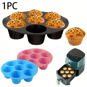1pc Silicone Air Fryer Baking Mold for Cakes & Muffins, Non-Stick & Collapsible Kitchen Tool, Essential Air Fryer Accessory, Silicone Muffin Pan