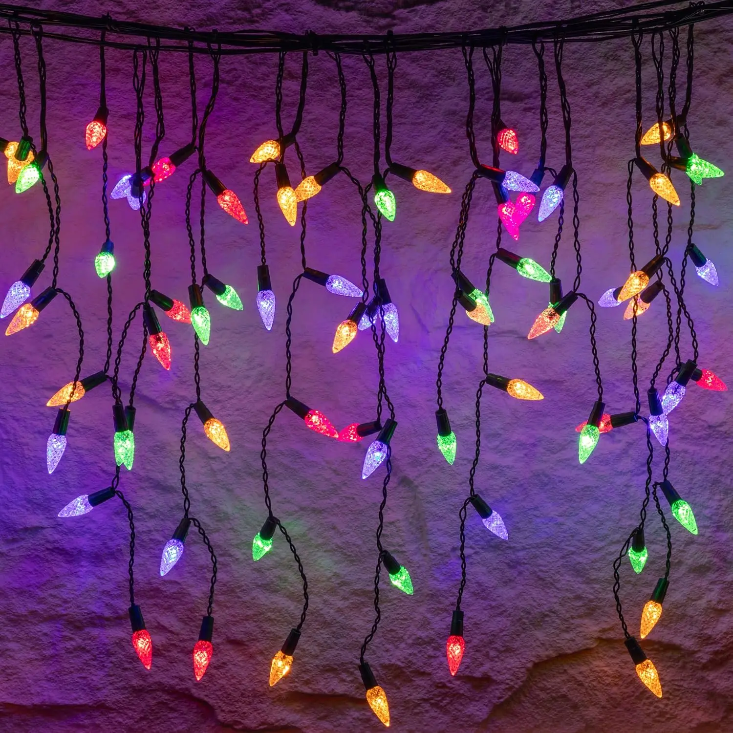 200 LED 40FT C6 Icicle Lights for Outside Christmas Decorations