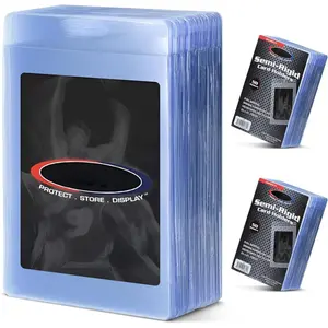 Semi Rigid Card Holder # 1 |   100 Pack |   Semi Rigid Card Sleeves for Grading Preparation |   Protective Holders for Sports & Trading Cards