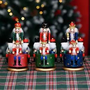 Nutcracker Music Box Wooden Hand-Painted Collectible Figurine, Home Holiday Christmas Decoration, Festive Gift, Soldier Digital Christmas Music Box