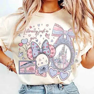 Graphic Tee, Coquette Bow Literally Just A Girl Shirt, Magical Castle Girl Trip Tee, Ears Park Trip Tee, WDW Monorail Epcot Tour, Youth & Adult Magic Kingdom Trip
