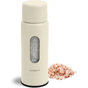 Manual Salt Grinder Single Salt Mill with Ceramic Grinding Core External Adjustable Coarseness Refillable Durable Design (Buttercream)