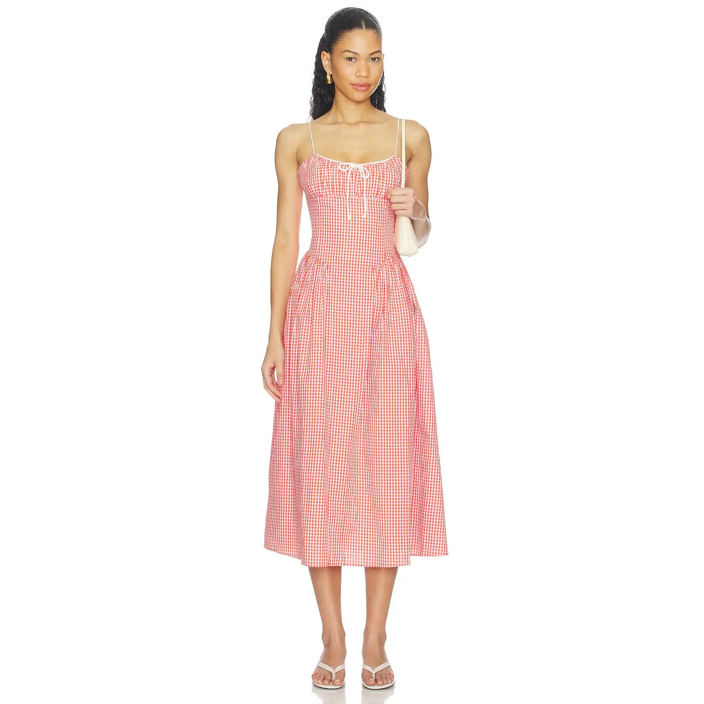 Elodie the Label Lyla Dress in Coral Red Gingham