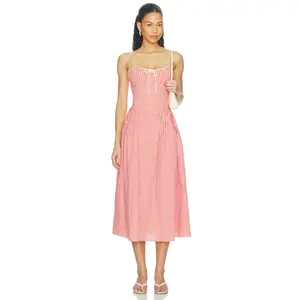 Elodie the Label Lyla Dress in Coral Red Gingham