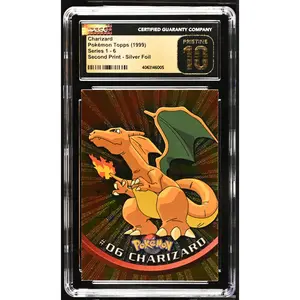 1999 Topps Series 1 Charizard Silver Foil 6 Second Print CGC PRISTINE 10 POP 2