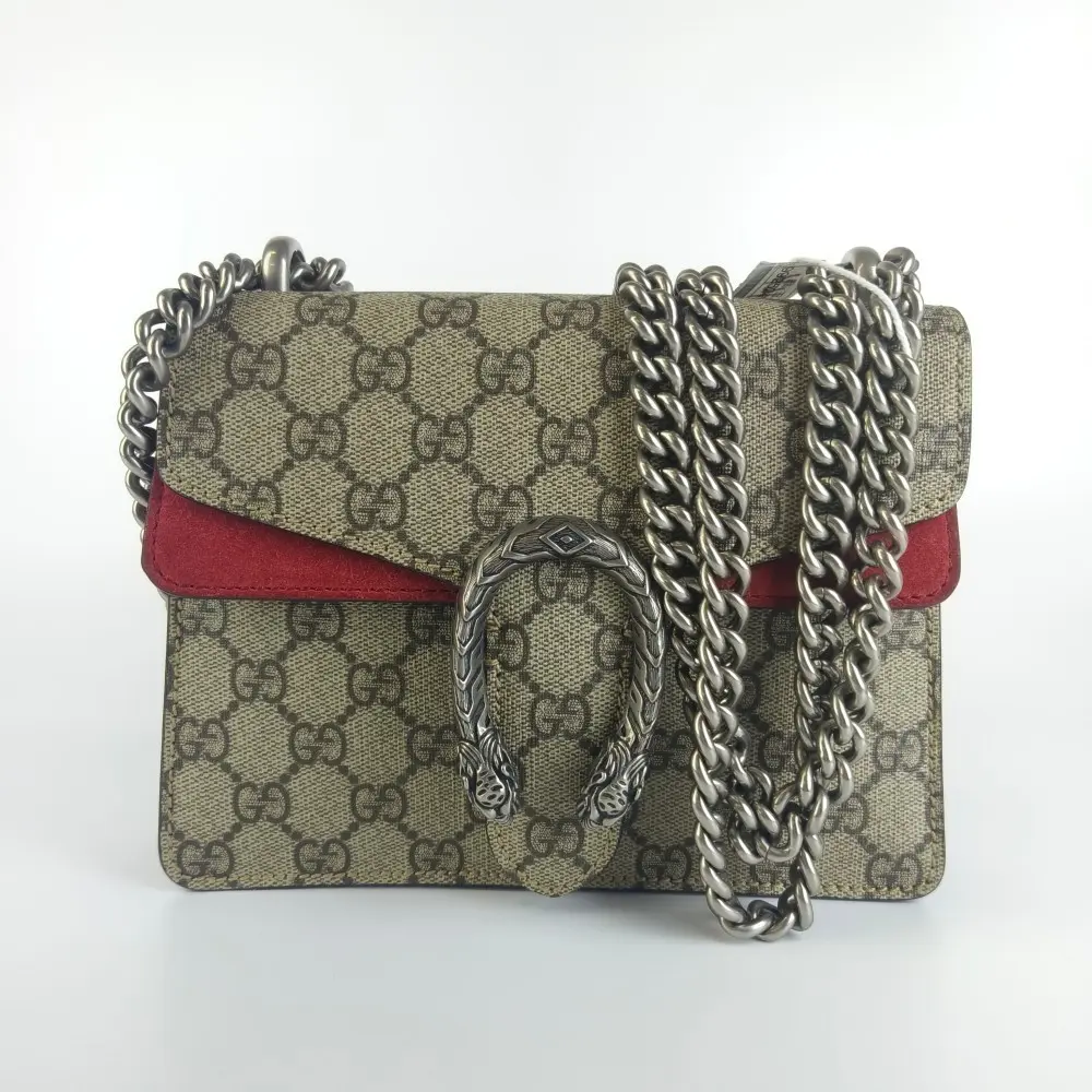 Pre-owned GUCCI Dionysus GG Supreme Canvas and Suede Shoulder Bag【944】