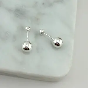 925 Sterling silver ball earrings studs | plata 925 dormilonas