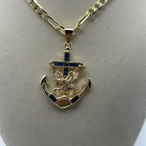 Ancla U10 Anchor Medal with Eagle and Chain -22 inches 5mm