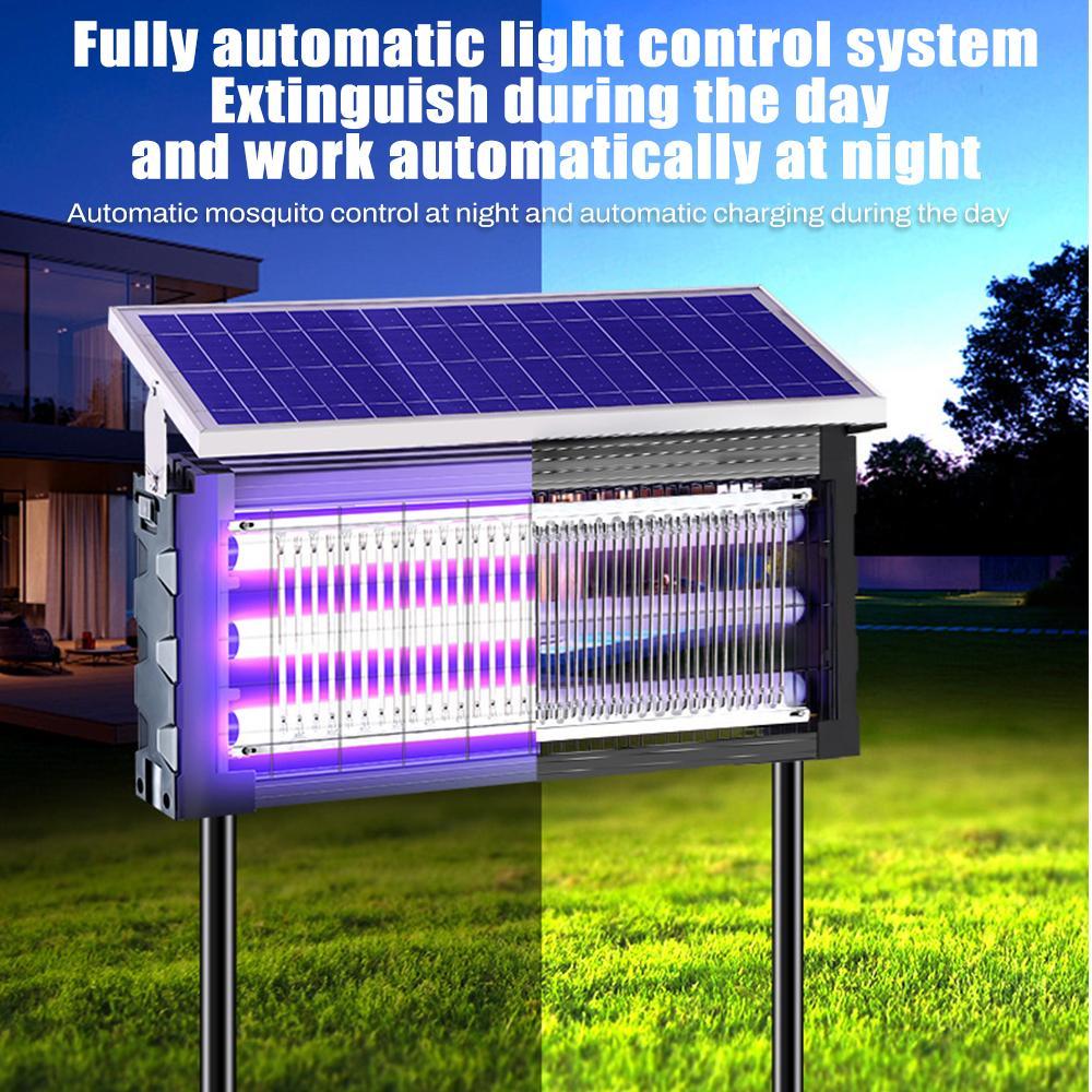 Solar Mosquito Killer Lamp Outdoor – 20W High-Power Waterproof Insect Zapper with 3 Tubes, Dual Charging, 6000mAh Battery for Garden, Yard, Farm, Patio
