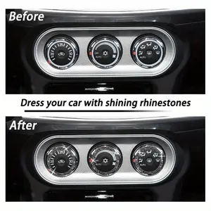 3PCS Rhinestone Sparkle Car Engine Rings, Easy-Install Bling Car Interior Stickers for Push-to-Start Buttons