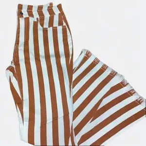 RAB Brown & Cream Striped Super Flare Raw Hem Pants