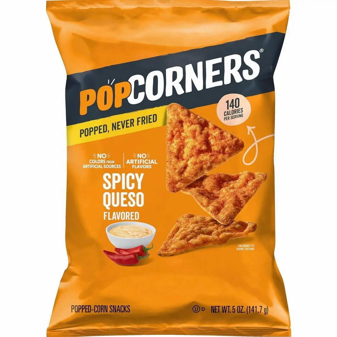 PopCorners Popped Corn Snack Chips, Spicy Queso, 5 Oz