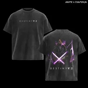 Destiny 2 Vintage Washed Tee – Oversized Graphic T-Shirt, Heavyweight Retro Cotton Streetwear, Perfect Gift for Fans of Movies, TV Shows, Art, and Iconic Sci-Fi Poster Collections