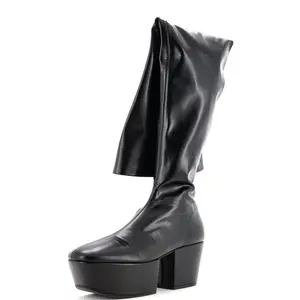 Pre-owned Prada Women's Platform High Boots Leather by Rebag