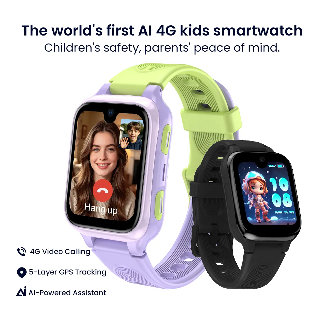[Back to School Gift]LAGENIO K9 Kid AI Smartwatch with GPS, 1.78'' AMOLED 4G for Kids with Video Call, Alarm Clock, School Mode, IP68 Waterproof Kids Smartwatch for Teens Ages 6 and Up smart watch digital Smartwatch with AMOLED summervibes