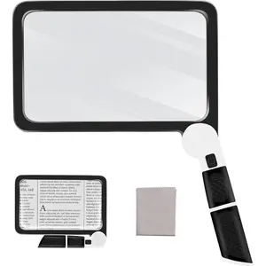 5X Magnifying with Light, Lightweight Full Page Magnifier for Reading, Large Lighted Magnifier with 48 LED Light and Anti-Glare Lens, Gift for Seniors, Macular Degeneration, Low