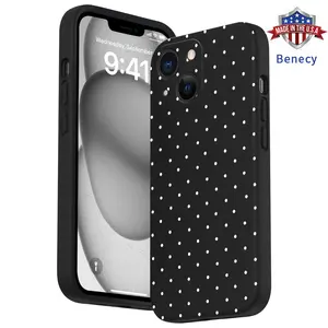 Polka Dot Design Pattern Straight Edge Phone Case for iPhone 15 16 14 Pro Max 13 12 11 XR XS Plus E Shockproof Non Slip Military-Grade Protection Liquid Silicone Cover Smartphone Casing