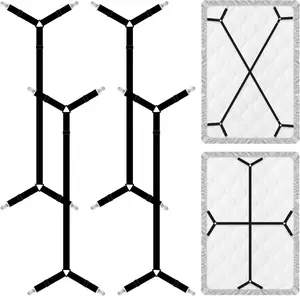 4 Count Bed Sheet Straps, Adjustable Fitted Sheet Clips for  Sizes, Heavy Duty, Non-Slip Grip, Black
