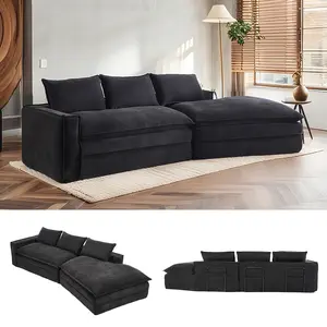 Oversized Deep Seat Cloud Couch-4-Seater Boneless Sectional Sofa for Living Room, Ready-to-Relax Large Modern Sofa