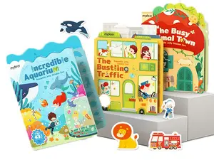 MiDeer 3Pack Reusable Jelly Sticker Book for Kids 2-4 Waterproof Puffy Sticker Book for Toddler 1-3 Educational Sensory Play Activity Set with 3 Themes