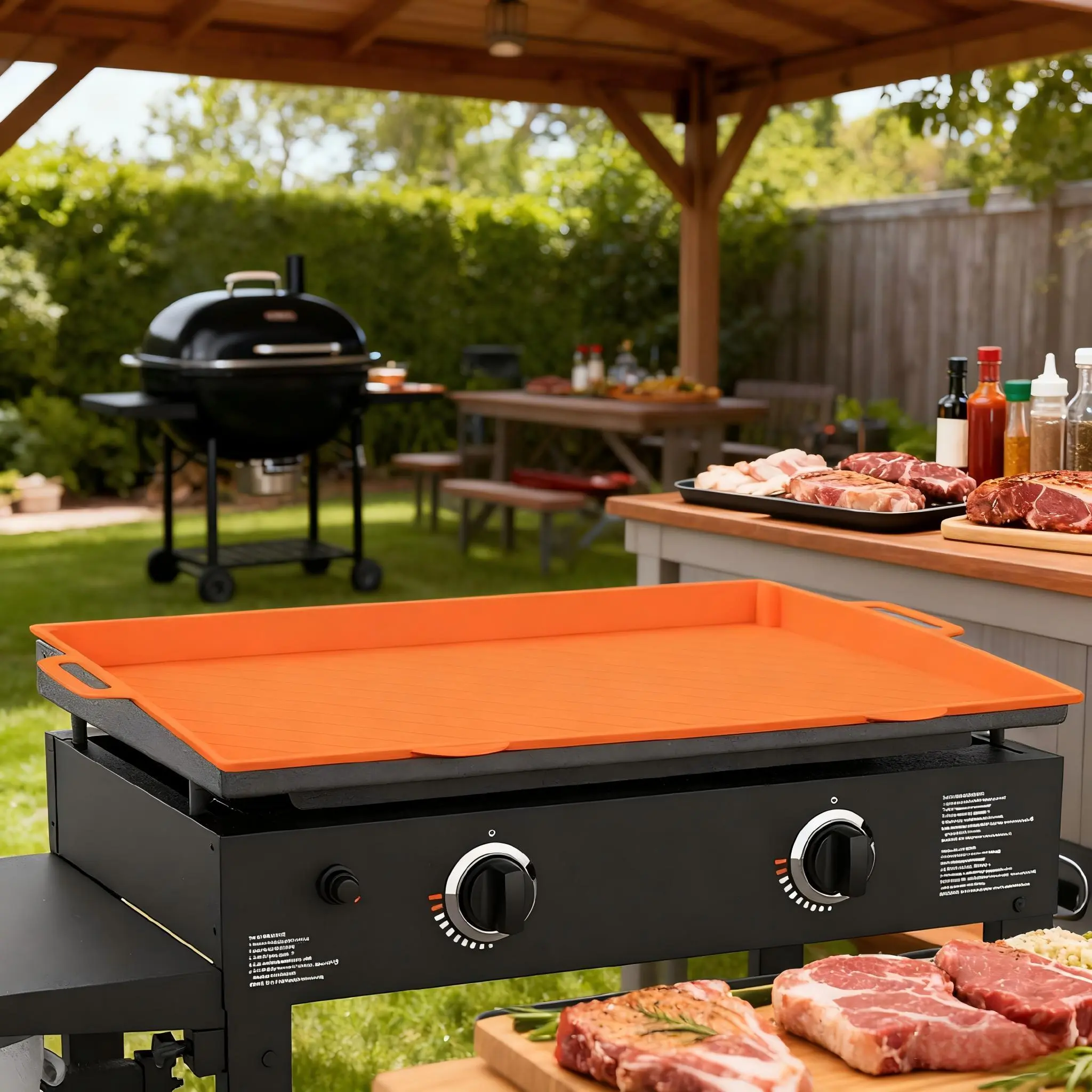 TRZZ Food-Grade Silicone Grill Cover Mat for Blackstone Griddle Cooking - Multi-Size (22in,28in,36in), Heat-Resistant, Anti-Slip, Lightweight, Easy-Clean, Durable Kitchen Barbecue Utensil Accessory