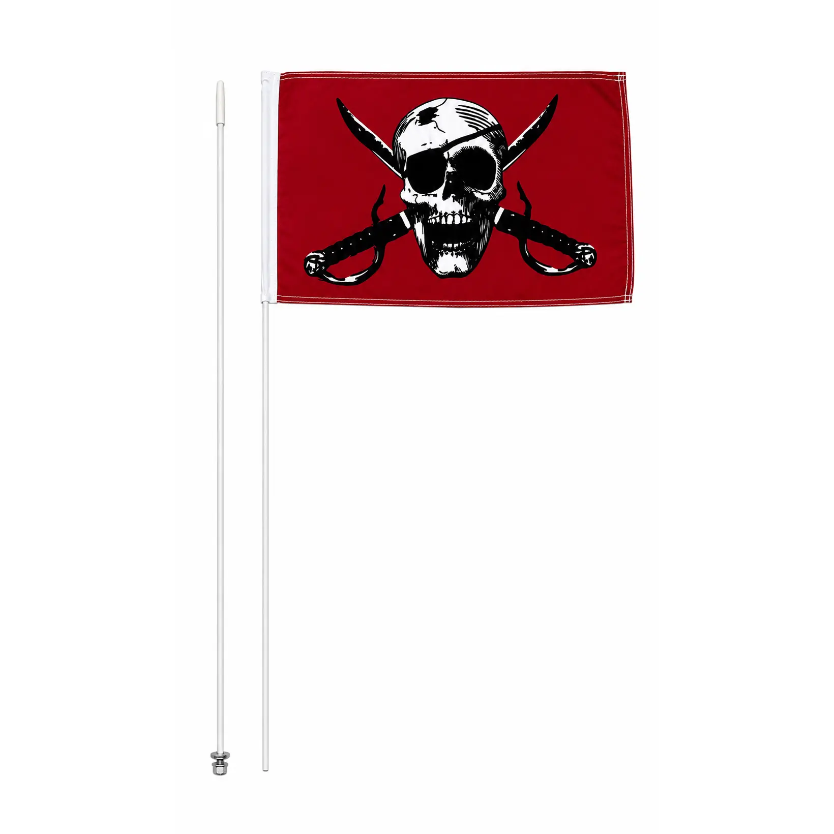 JLP 2 Part 7 ft Tall 1/4 In pole 19x12 In F:ag Whip Red Pirate