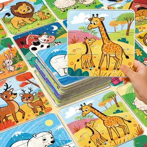 Early Learning Puzzle Set for Kids, Animal/vehicle/dinosaur/farm Animals, Portable Educational Toy, Promotes Cognitive Development, Perfect Gift