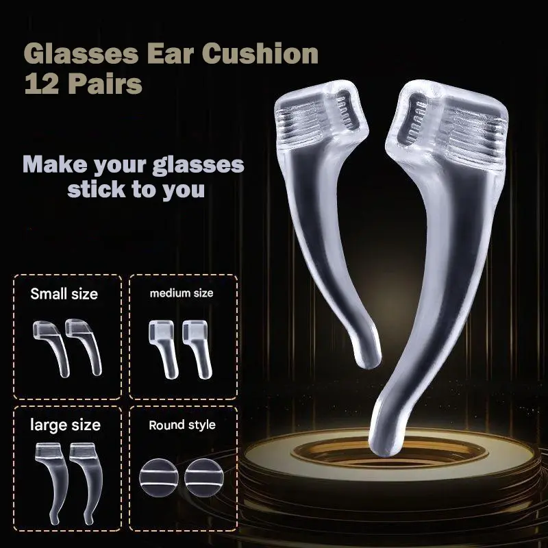 12 Pairs Silicone Glasses Ear Cushion,Glasses Anti-Slip Earmuffs,Ear Hooks,Ear Supports,Glasses Frame Accessories,Fixed Glasses Rope,Glasses Legs and Foot Covers.