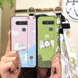 Shockproof Wristband Phone Case For LG Stylo6 Wrist Strap Silicone Phone Holder Lanyard Soft case Anti-knock ring Anti-dust Waterproof Durable Cartoon Dirt-resistant Cute