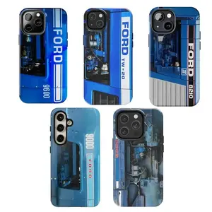 Ford Blue Tractor Agriculture Farming Equipment Rural Country Lifestyle Art Trendy Tough Phone Case. Rustic Vintage Aesthetic Heavy Duty Shockproof Protective Smartphone Cover for iPhone 17 Pro Max 16 Air 15 14 13 12 11.