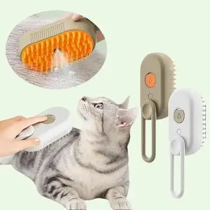 Cat Steam Brush 3 In 1 Electric Spray Dog Brush with ABS and Silicone Teeth, Ergonomic Handle, USB Rechargeable Feature, Durable Design