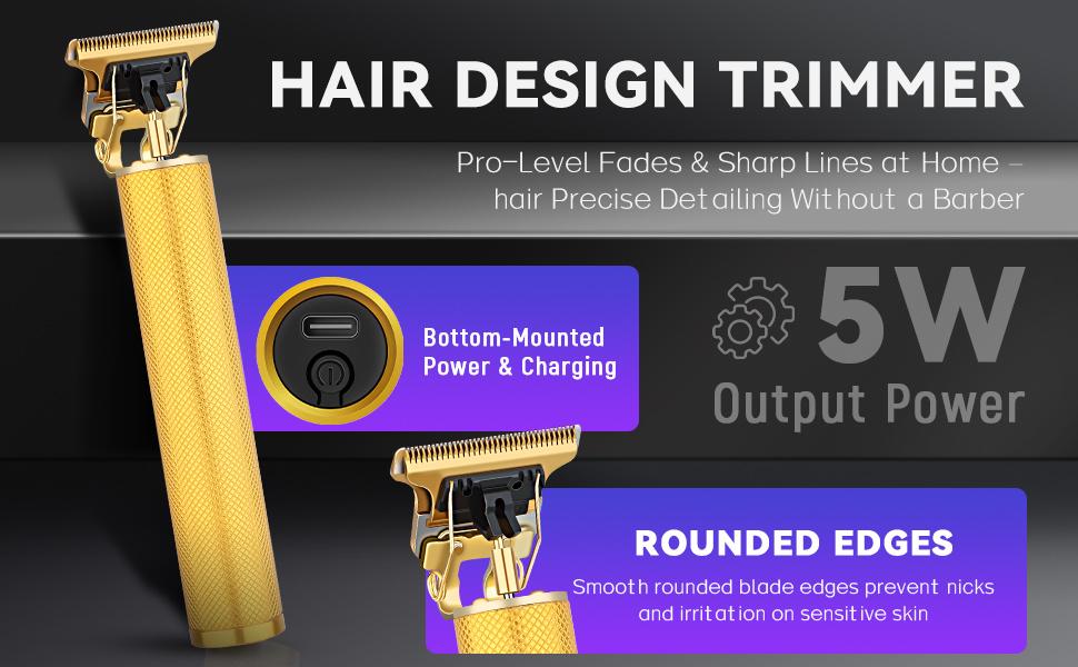 LQT Gradient Gold 2-in-1 Men's Grooming Kit, Cordless Hair Clipper with Circular LCD Display, Gold T-Blade Trimmer, Complete Rechargeable Barber Set with Guide Combs & Cape for Salon & Home DIY Haircuts, Fades, Edges & Beard Shaping