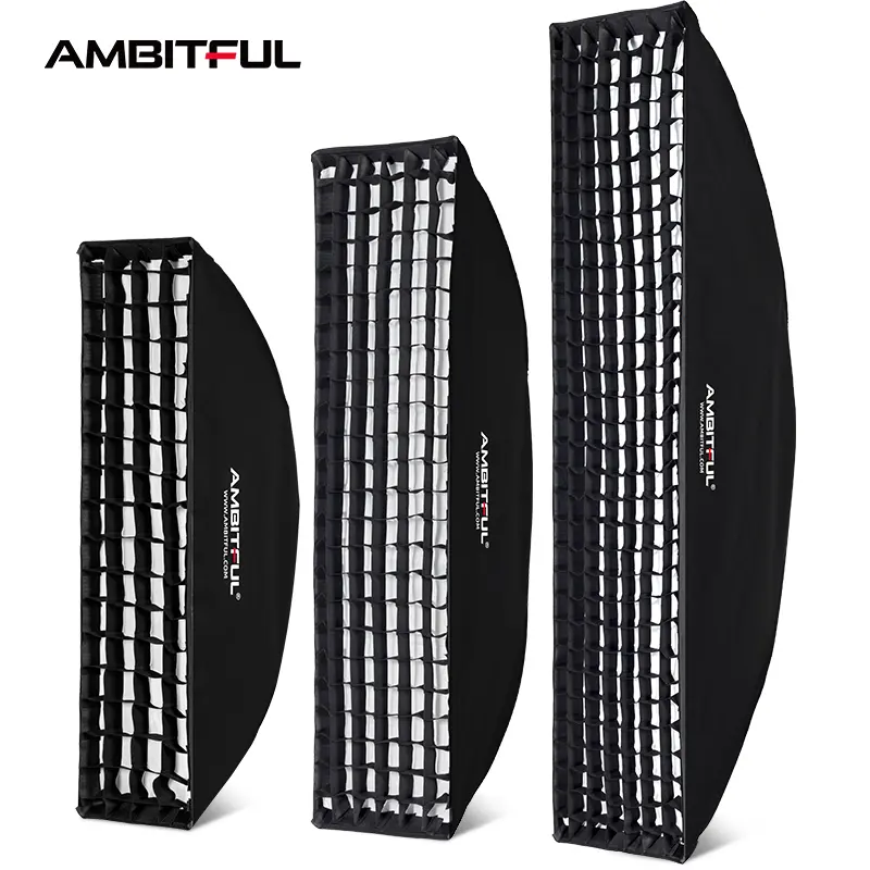 Ambitful photography strip softbox with Bowens mount, deep throw flash, octagonal grid soft cover, live streaming deep parabolic square quick-release lampshade, suitable for Godox fill lights