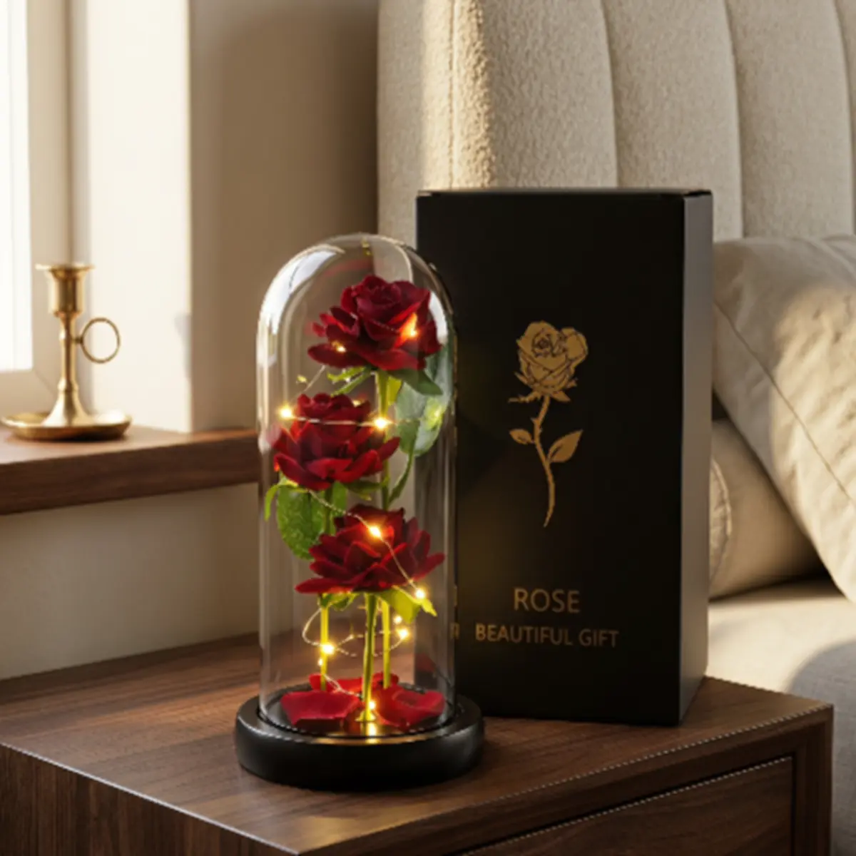 1Pc LED Galaxy Artificial Rose Light-Up Ornament, Home Decor Floral Gift for Valentine's Day-Birthday, Wedding Tabletop Decoration