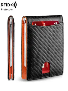 Ultra thin fashionable men's wallet, Carbon fiber wallet, RFID anti-theft, double fold design, multiple card slots, compact card holder, business style, pocket wallet, portable travel style, durable accessory, suitable as a gift for men