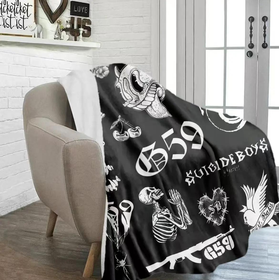 Suicideboys G59 Records Collage Fleece Blanket - Hip Hop Rap Themed Soft Cozy Throw with Iconic  uicideboy  & Grey59 Graphics, Perfect for Fans, Couch, Bed, and Gift